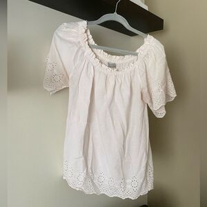 World Market White Cream Eyelet Women Top Size S/M